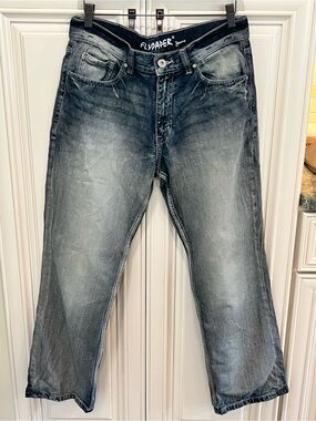 Flypaper Y2K Men’s Distressed Washed Boot Cut Jeans 32 x 30